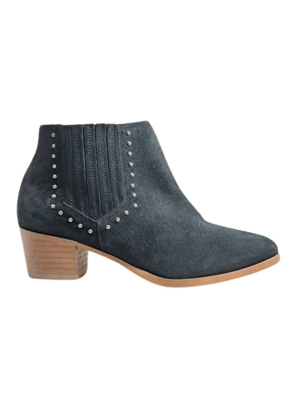 SUEDE STUDDED BLOCK HEEL BOOTS sold by FBO