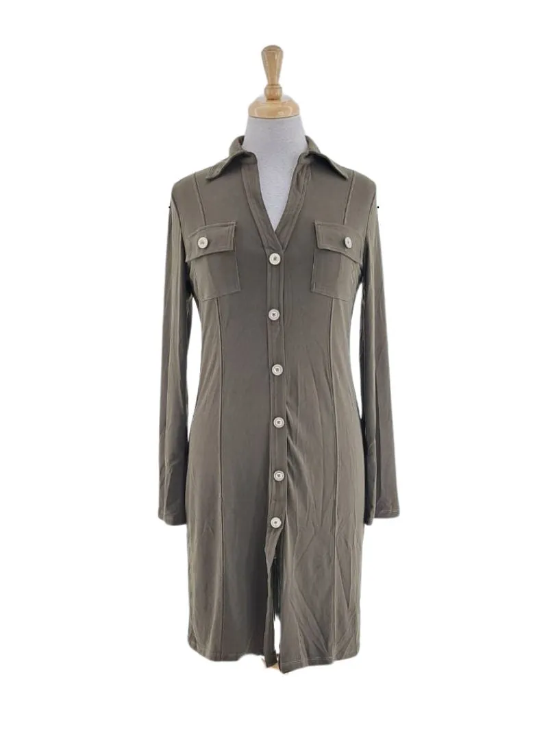 BRAND BUTTON UP FITTED DRESS sold by FBO
