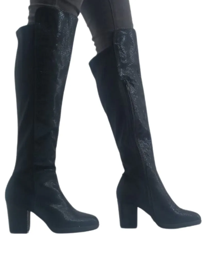 ANIMAL PRINT STRETCH LONG LENGTH BLOCK HEEL BOOTS sold by FBO product image thumbnail 2