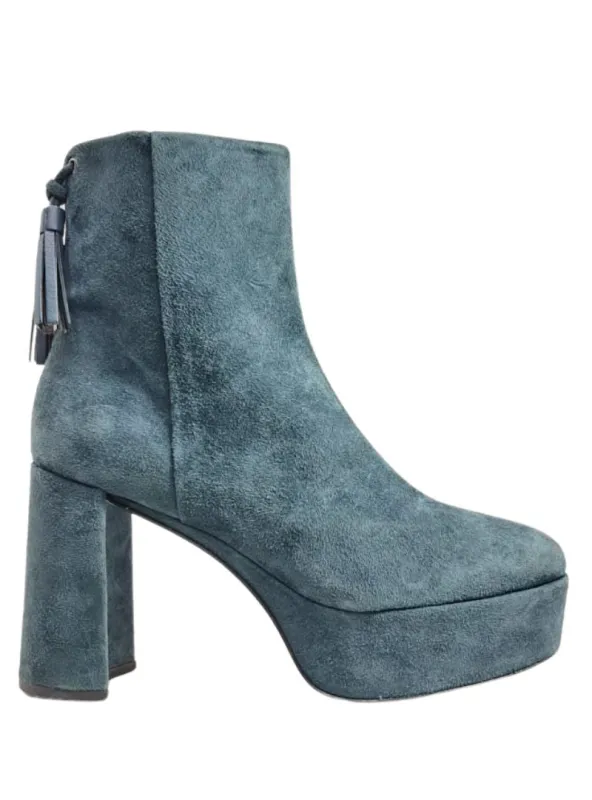 SUEDE TASSLE PLATFORM BLOCK HEEL BOOTS sold by FBO