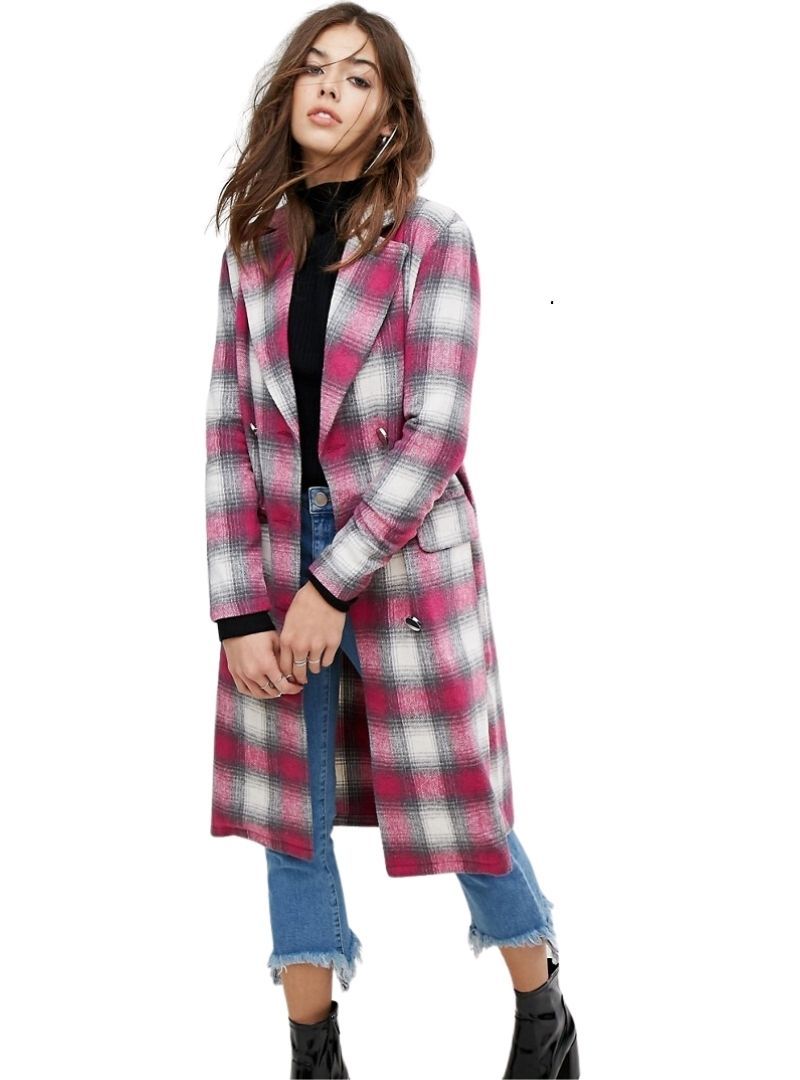 DETAILED BUTTONED LONG CHECK JACKET sold by FBO product image thumbnail 2