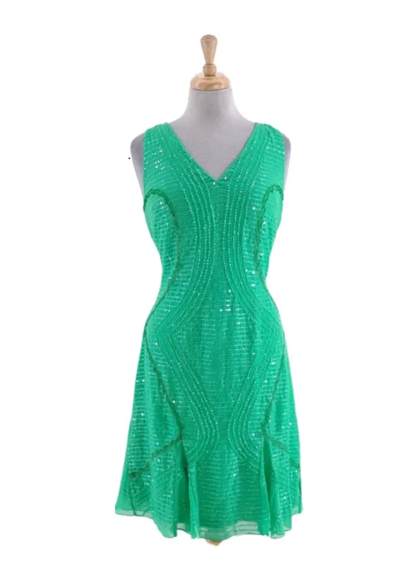 SEQUINS DETAIL V-NECK SLEEVELESS DRESS sold by FBO