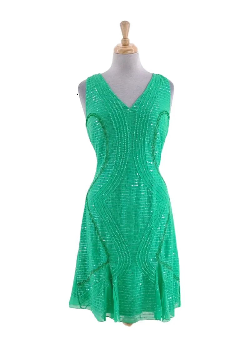 SEQUINS DETAIL V-NECK SLEEVELESS DRESS sold by FBO