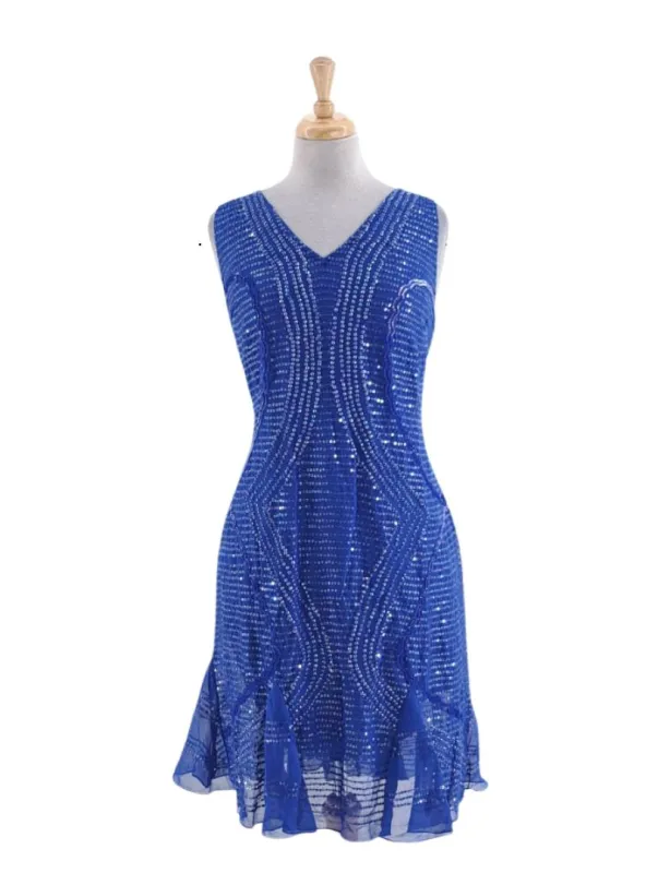 SEQUINS DETAIL V-NECK SLEEVELESS DRESS sold by FBO