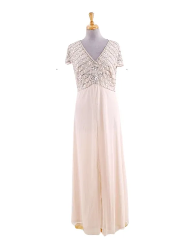 V NECK DETAILED LONG DRESS sold by FBO