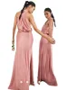 SATIN RUCHED HALTER NECK MAXI DRESS sold by FBO