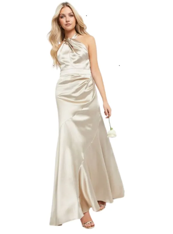 SATIN HALTER MAXI DRESS sold by FBO