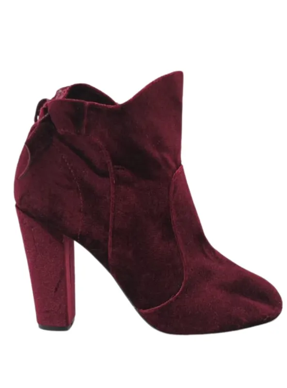 VELVET ZIP UP BLOCK HEEL BOOT sold by FBO