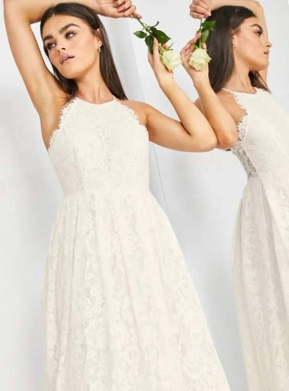 LACE HALTER NECK MAXI WEDDING DRESS sold by FBO