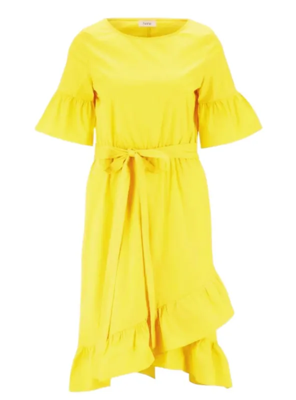 ASYMMETRICAL FRILL MIDI DRESS sold by FBO