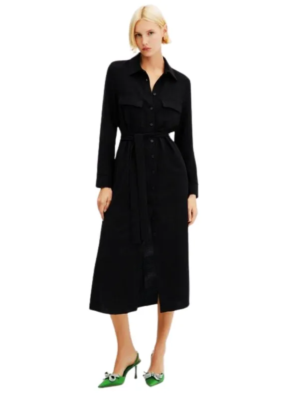 FRONT POCKET BELTED SHIRT DRESS sold by FBO