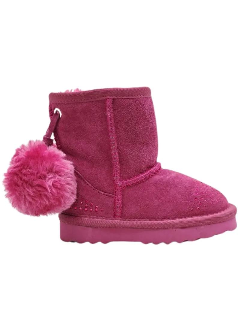 DETAILED POM POM FUR SUEDE BOOTS sold by FBO