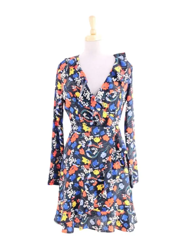 PRINTED LONG SLEEVE WRAP DRESS sold by FBO