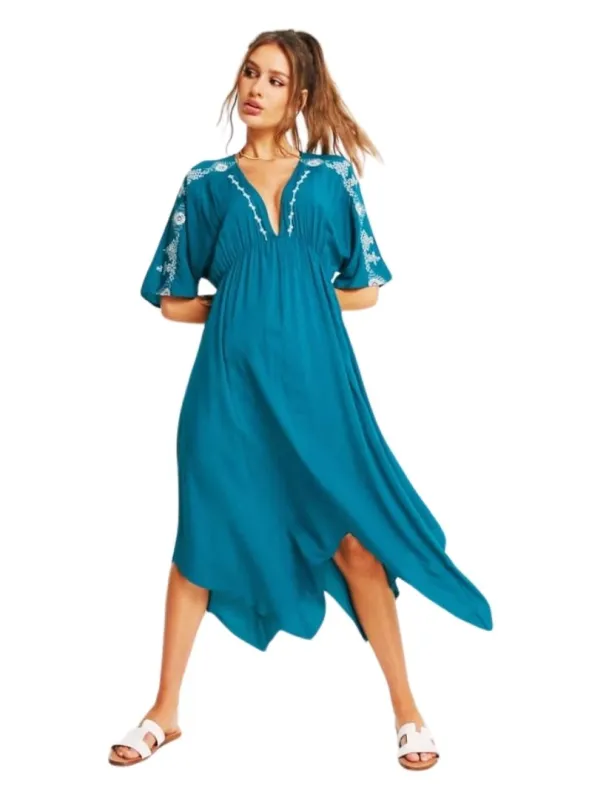 V NECK MIDI SMOCK DRESS sold by FBO