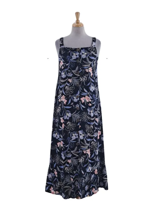 FLORAL PATTERNED BUTTON DETAILED MIDI DRESS sold by FBO