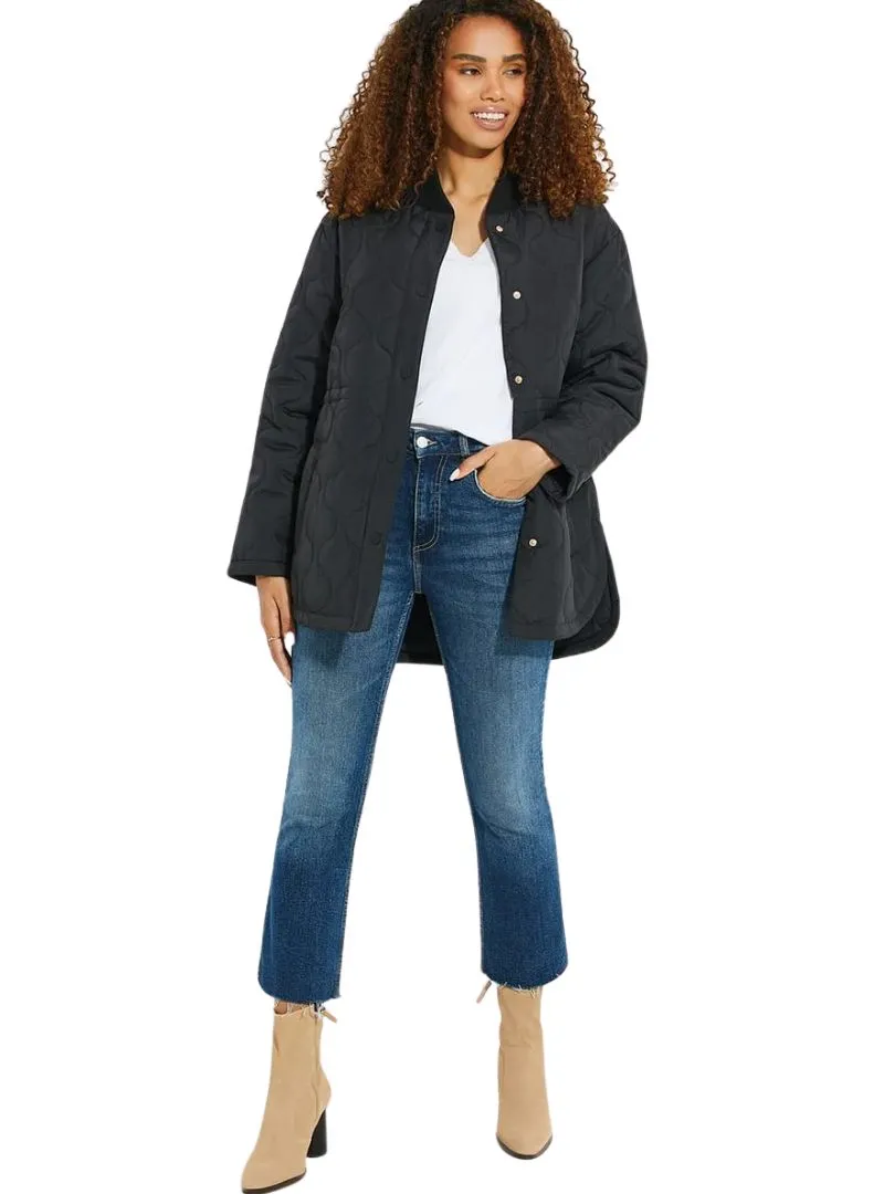 PATTERNED ROUND NECK LONG LENGTH JACKET sold by FBO