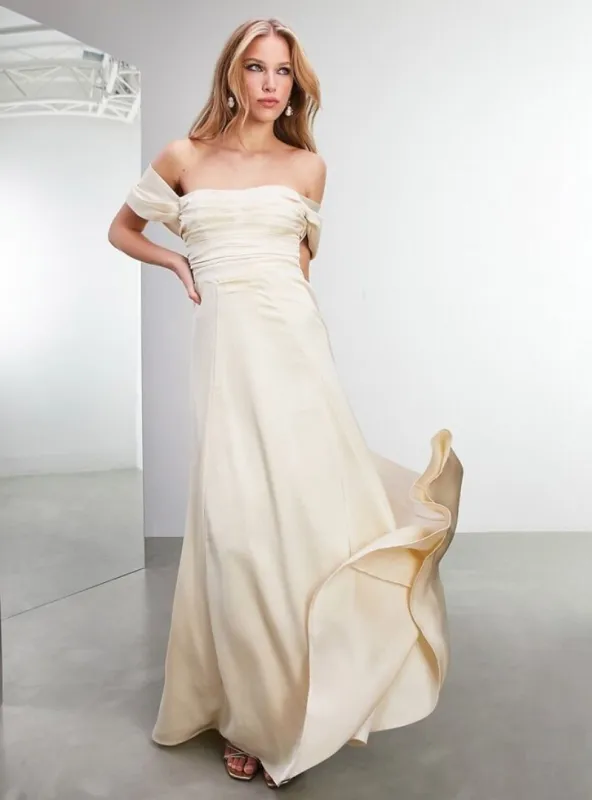 SATIN CREAM MAXI WEDDING DRESS sold by FBO