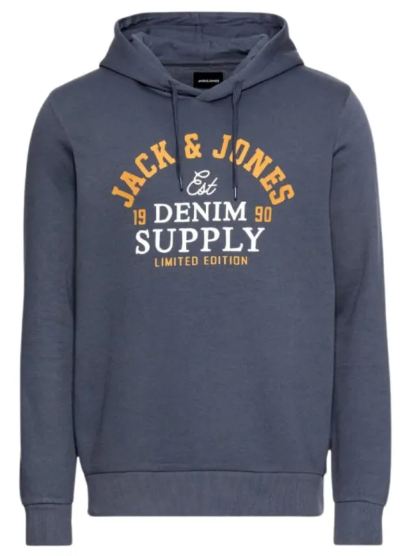Jack & Jones Mens Printed Hoody - Grey sold by FBO