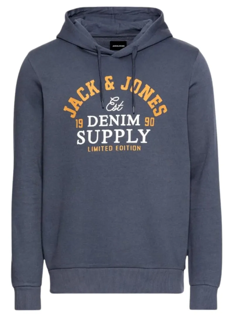 Jack & Jones Mens Printed Hoody - Grey sold by FBO