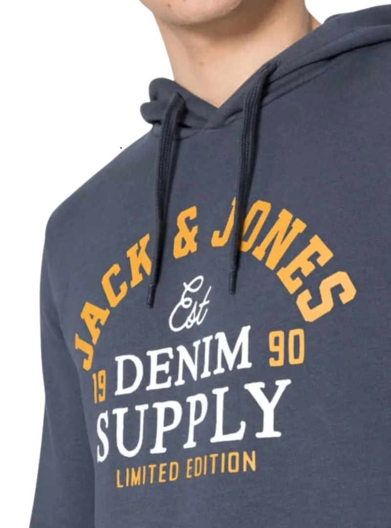 Jack & Jones Mens Printed Hoody - Grey sold by FBO product image thumbnail 4