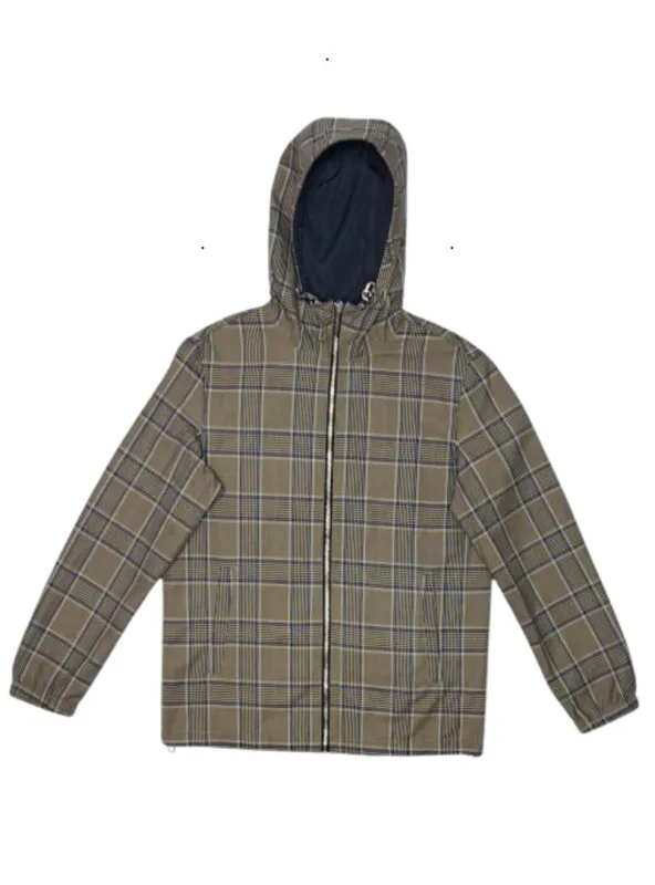 Jack & Jones Mens Check Hooded Jacket - Beige made by Jack & Jones