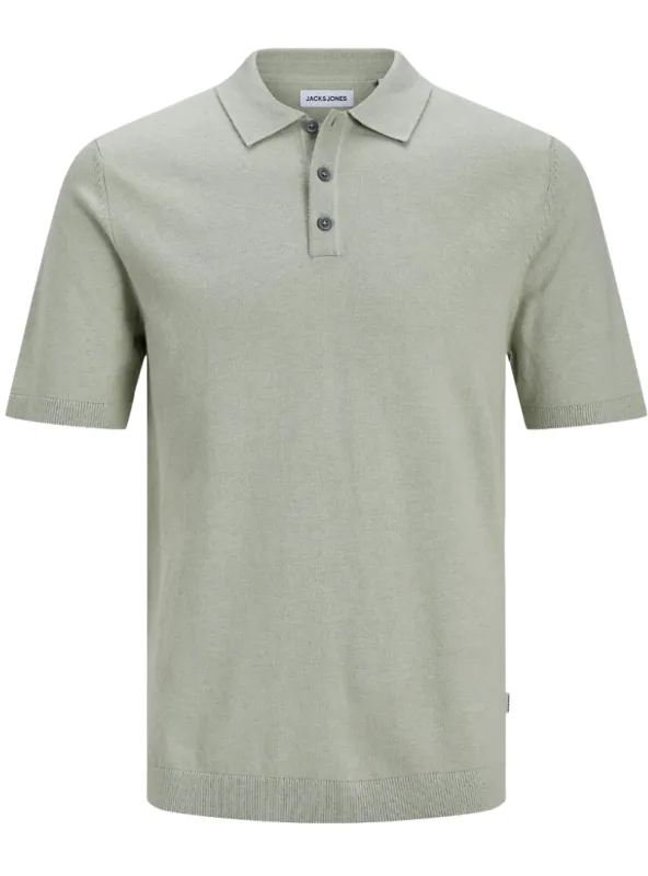 Jack & Jones Mens Knit Polo Shirt - Green/Grey sold by FBO
