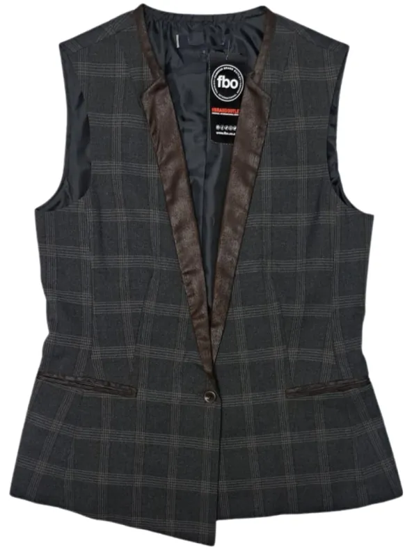 International Brand #Cutlable Mens Check Waistcoat - Brown sold by FBO