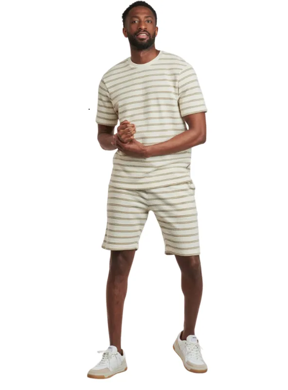 Only & Sons Mens Knitted Shorts - Striped Beige sold by FBO