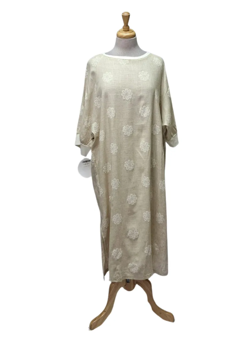 Made In Italy Ladies Leila Linen Dress - Beige sold by FBO