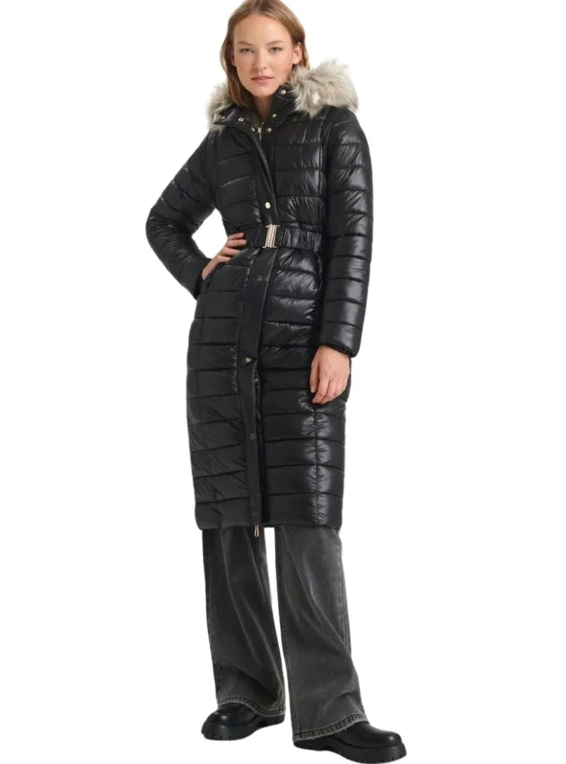 FUR HOODED LONG LENGTH PUFFER JACKET sold by FBO
