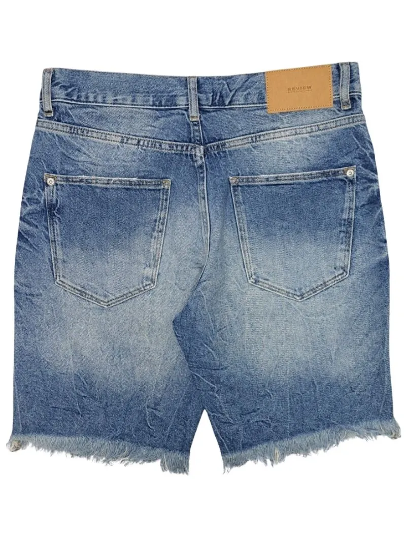 Review Mens Destroyed Denim Bermuda Shorts - Blue sold by FBO product image thumbnail 2