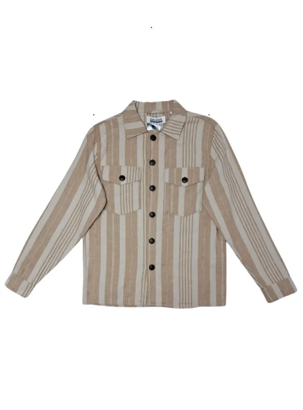 Gabba Mens Striped Long Sleeve Shirt - Brown/Beige sold by FBO