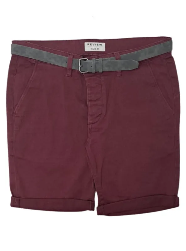 Review Mens Basic Shorts With Belt - Plum/Grey sold by FBO