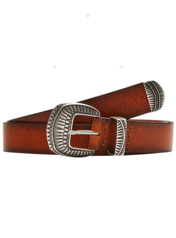 S.oliver Ladies Genuine Leather Detail Buckle Belt - Brown/Silver sold by FBO