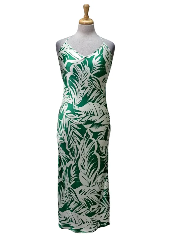 Forever 21 Printed Satin Dress - Green sold by FBO