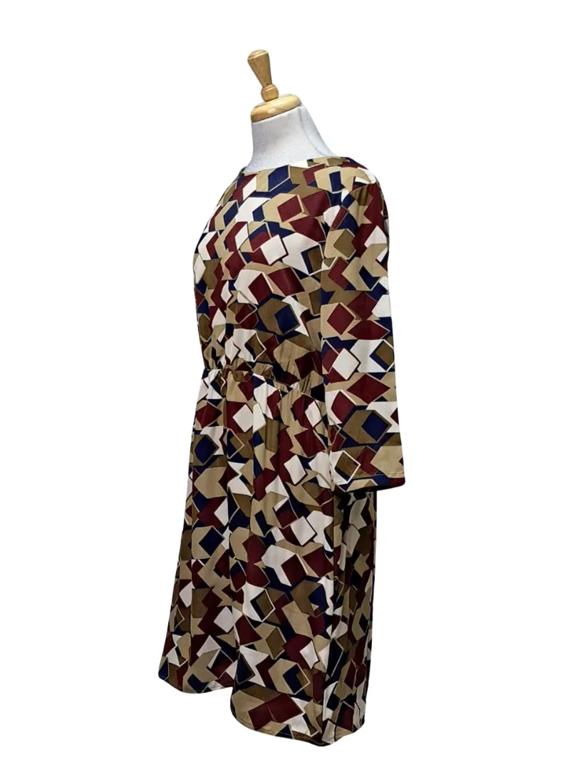 Ada Gatti Ladies Printed Dress - Brown/Navy/White/Maroon sold by FBO product image thumbnail 2
