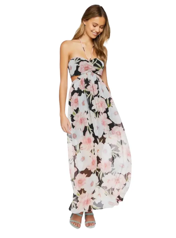 Forever 21 Ladies Floral Strapless Dress - Black/ Pink sold by FBO