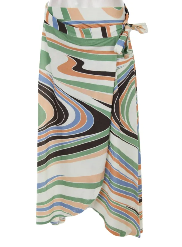 Gina Laura Ladies Wrap Skirt - Green/Blue/Orange sold by FBO