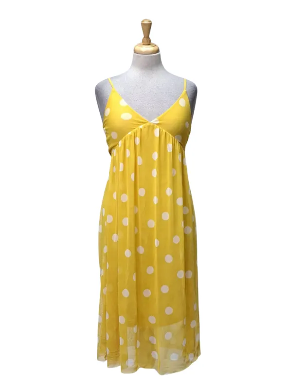 Inside Ladies Polka Dot Mesh Dress - Yellow sold by FBO