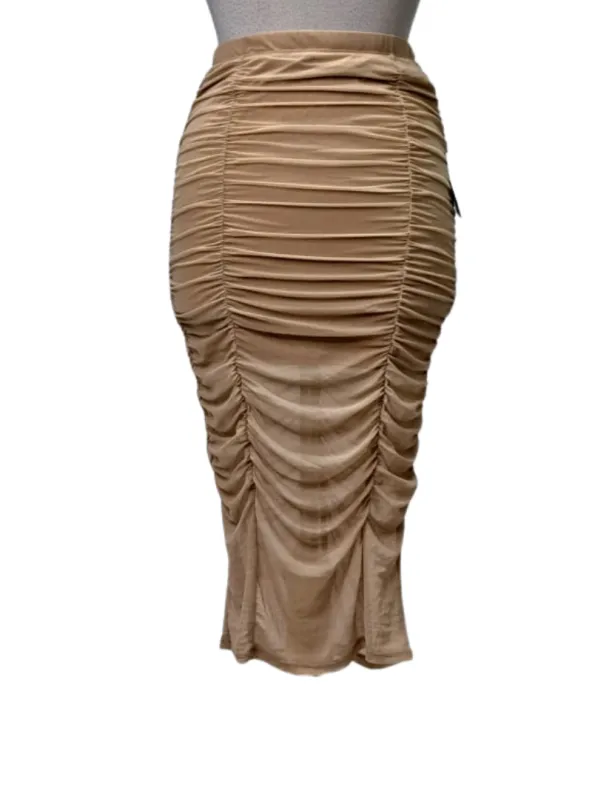 Forever 21 Ladies Ruched Mesh Skirt - Nude sold by FBO