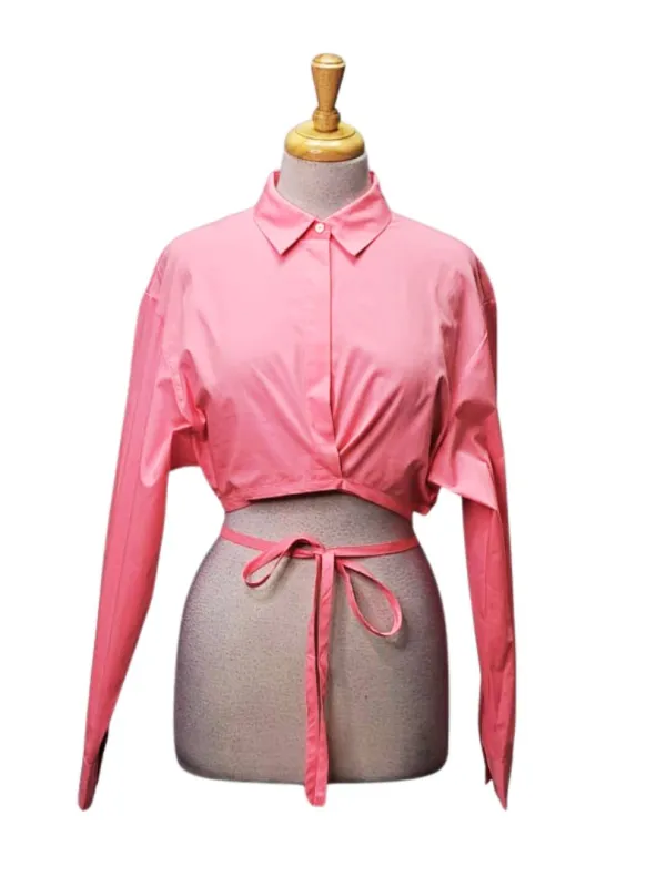 Leger Ladies Cropped Long Sleeve Blouse - Pink sold by FBO