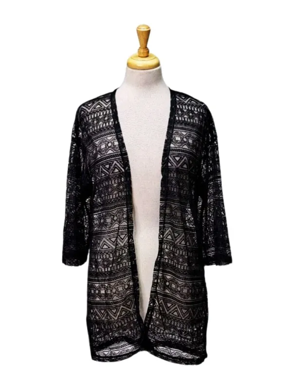 Inside Ladies Sheer Kimono - Black sold by FBO