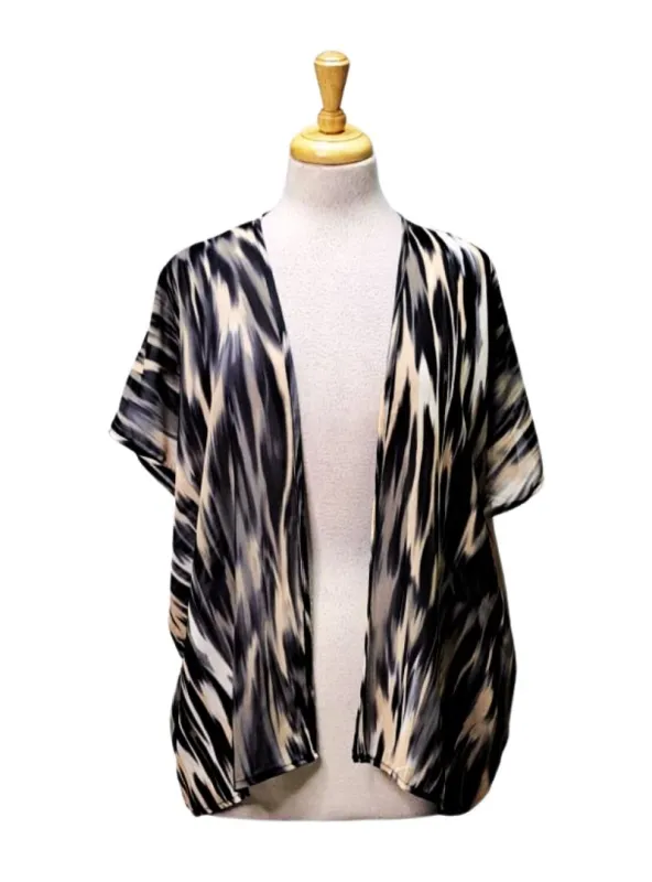 Inside Ladies Printed Kimino - Black/Beige/White sold by FBO