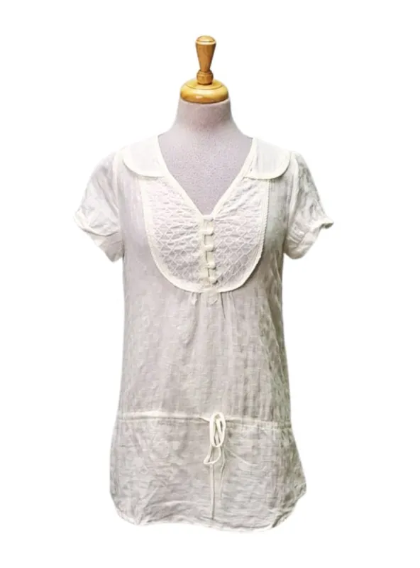 Evima Ladies V Neck Buttoned Blouse - Cream White sold by FBO