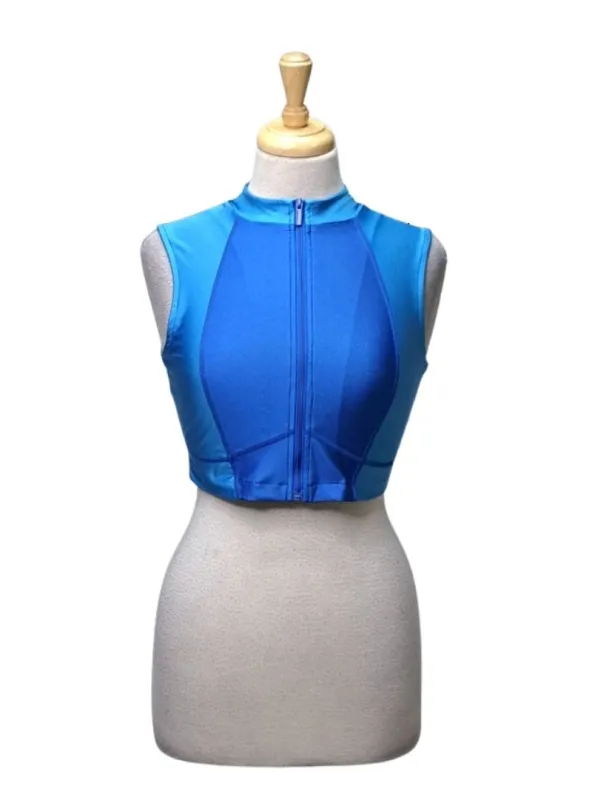Leger Ladies Active Look Zip Up Crop Top - Blue sold by FBO