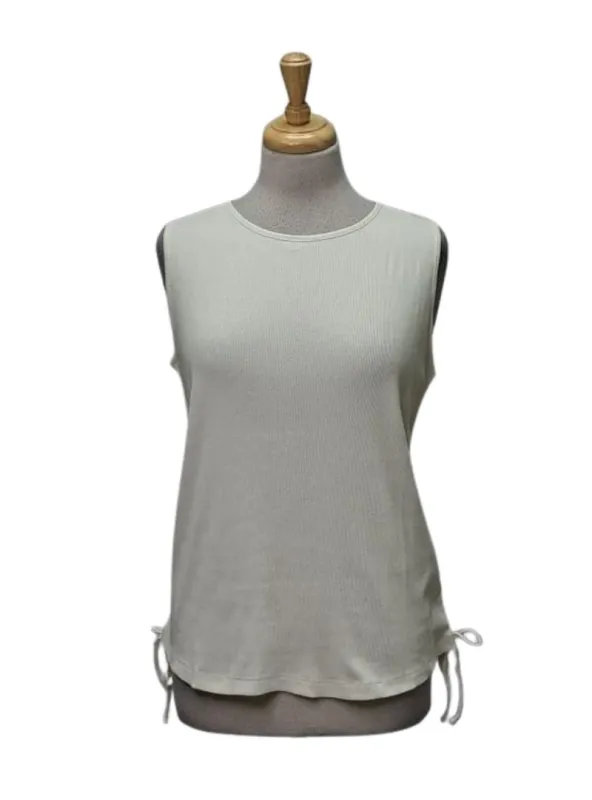 Rainbow Ladies Ribbed Side Tie Top - White sold by FBO
