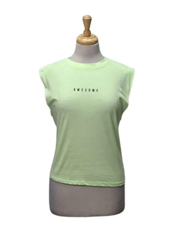 Terranova Ladies "Awesome" Print Tee - Green/Black sold by FBO