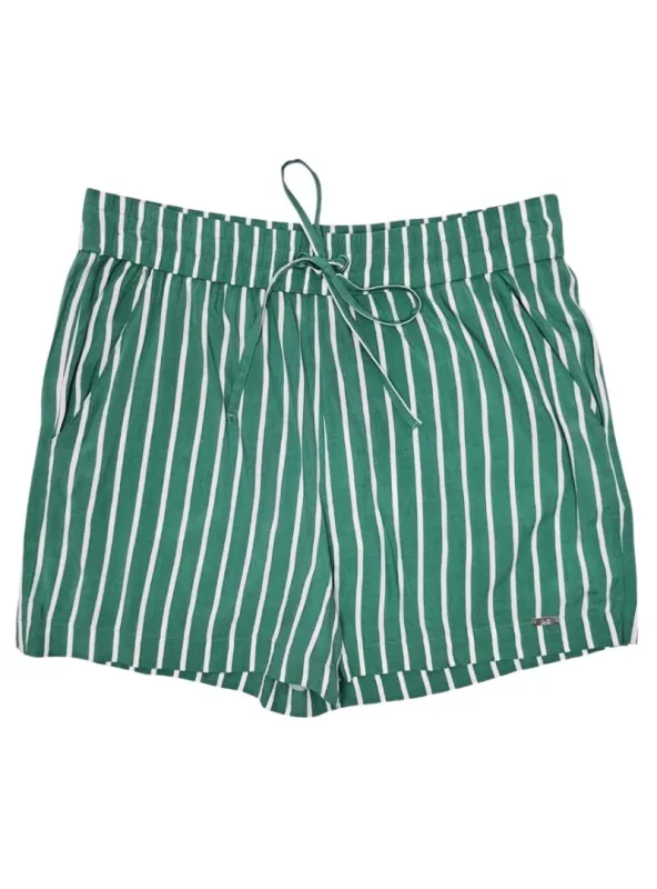 Q/S Ladies Striped Casual Short - Green/White sold by FBO