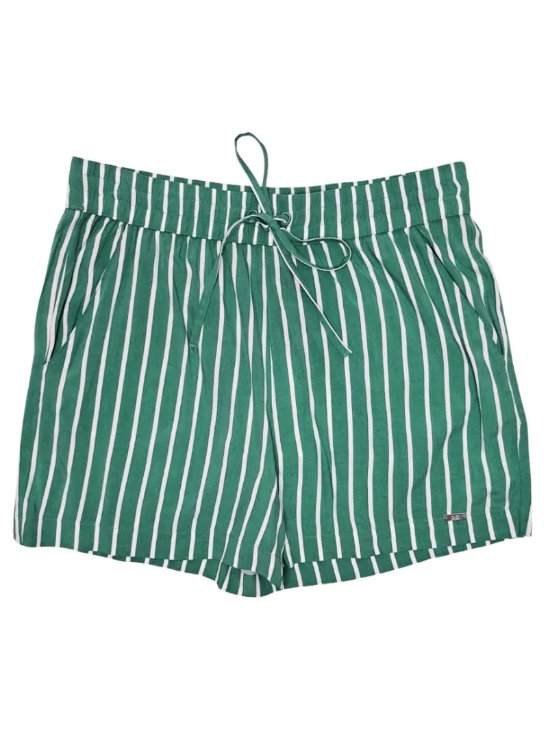 Q/S Ladies Striped Casual Short - Green/White sold by FBO