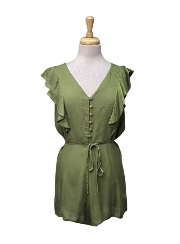 Inside Ladies Frill  Detail Jumpsuit - Green sold by FBO